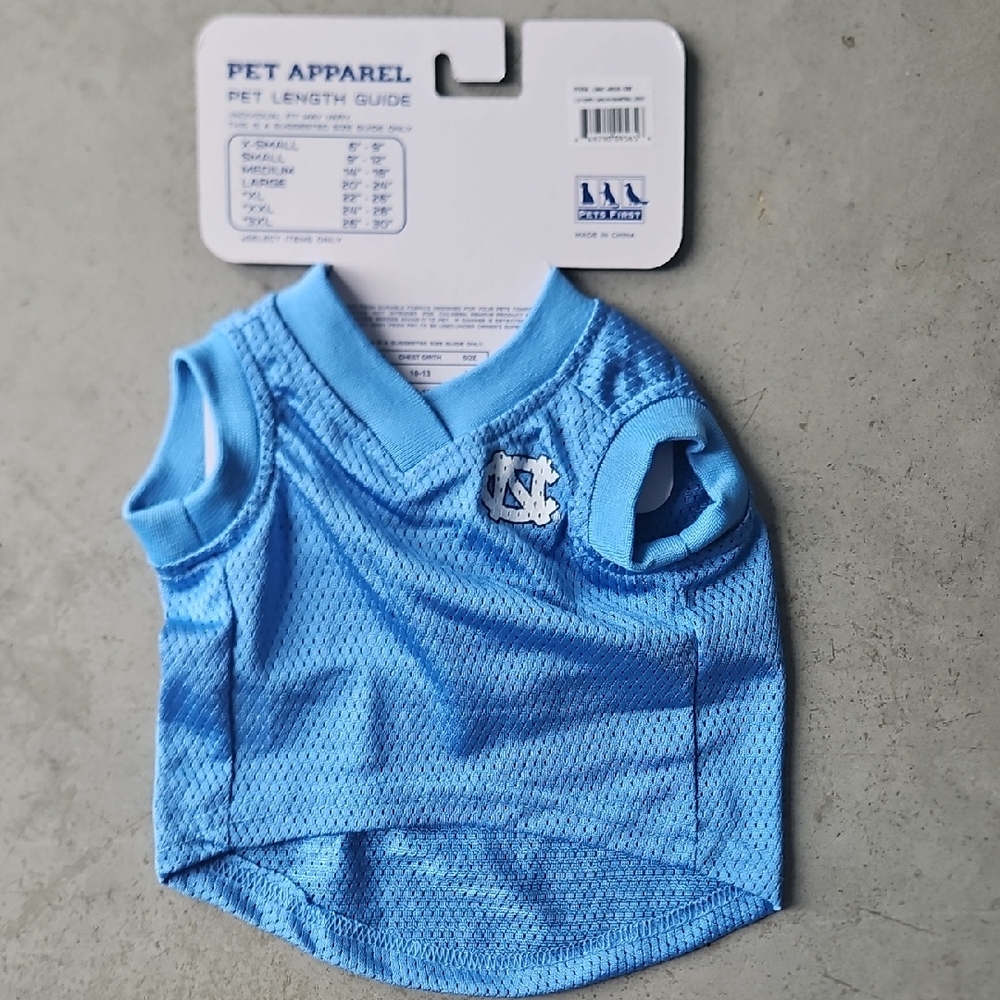 NCAA North Carolina Tar Heels Light Blue Dog Pet Jersey Small
